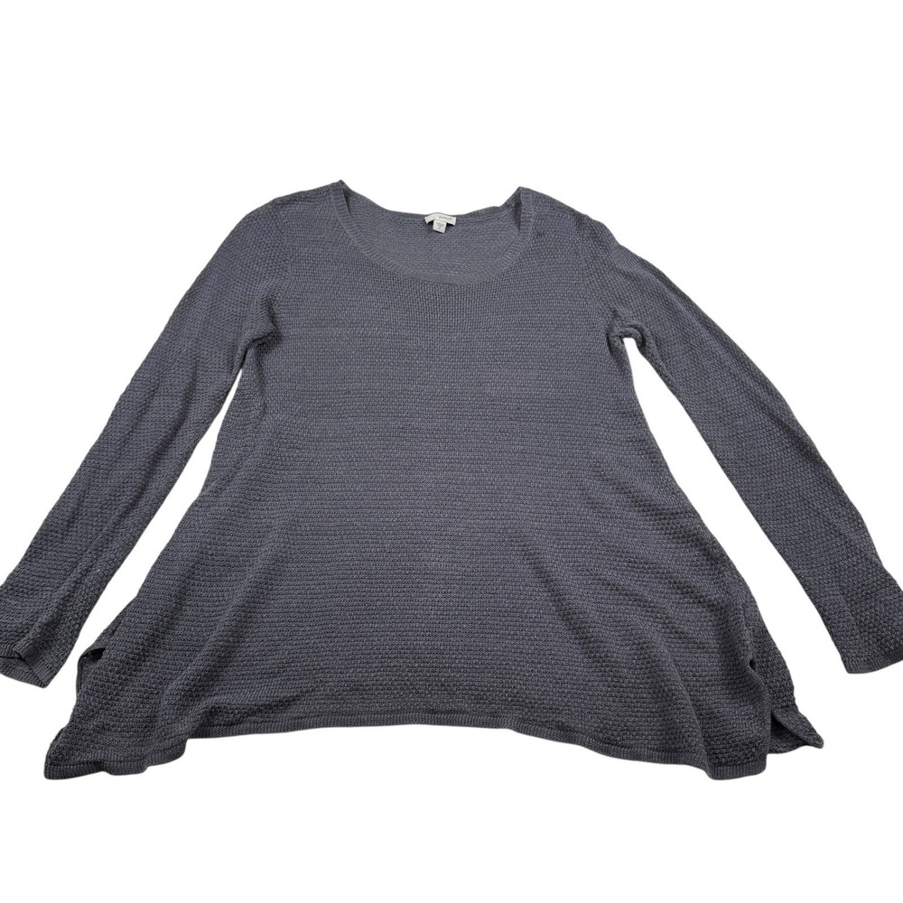 J. Jill Pure Jill Linen Tunic Medium‎ Gray Long Sleeve Capsule Classic Preppy - Picture 2 of 7